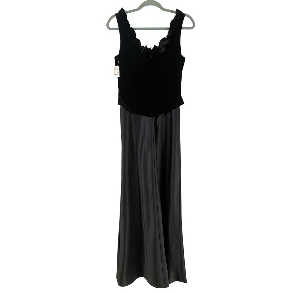 VTG Papell Boutique Sleeveless Evening Gown Velvet Lace Up Faux Corset Size 8 - Picture 4 of 10